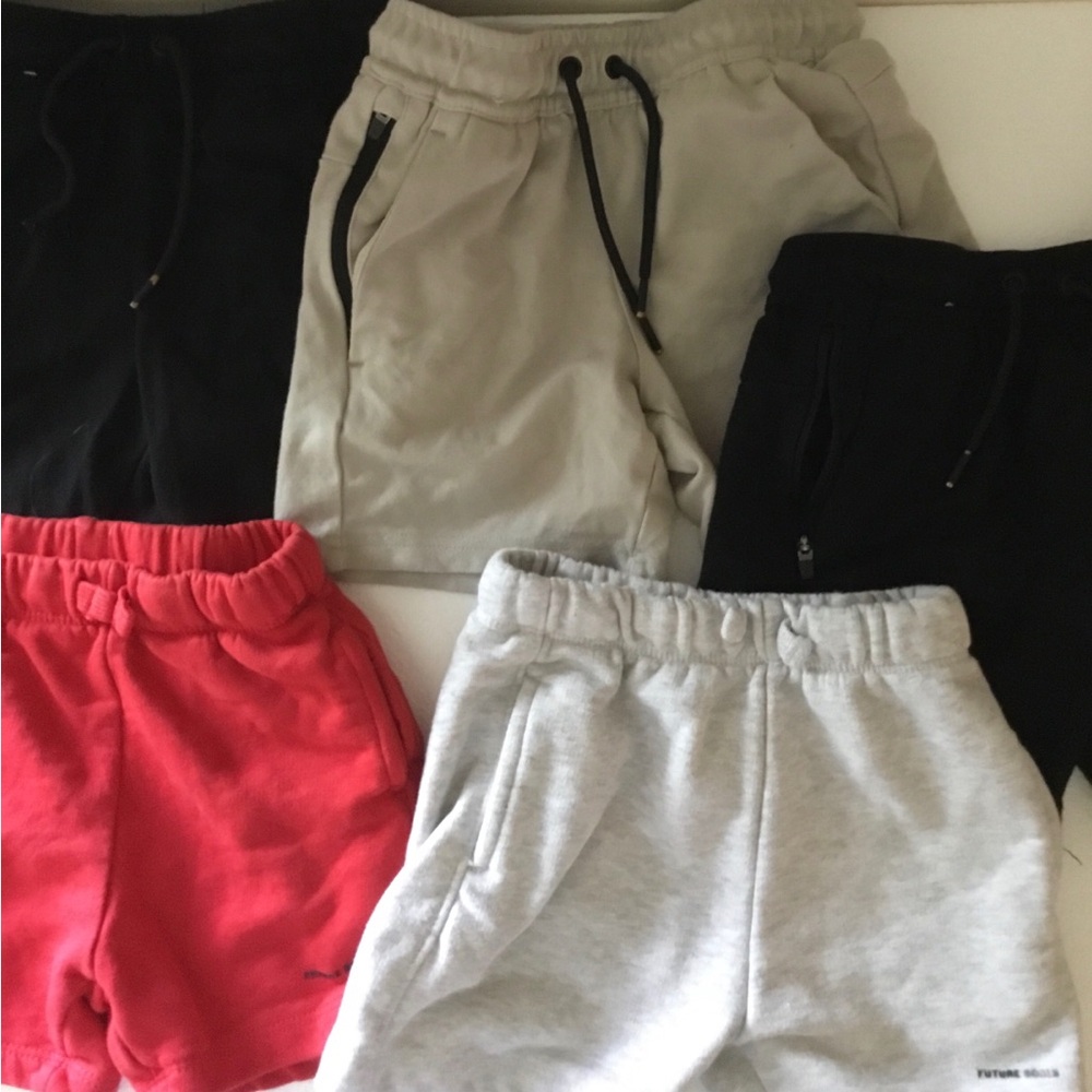 Zara Kids Cotton Drawstring Shorts in Black, Beige, Red & Light Gray